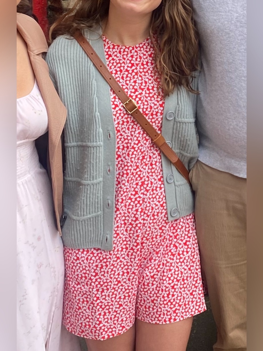 French Connection Red and White Printed Romper